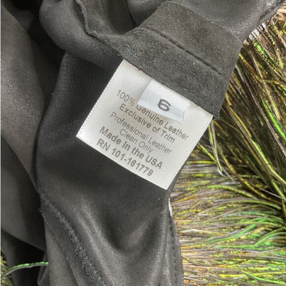 Illia Black Suede Jacket with Ostrich Feather Hem Size 6 NWT - Picture 8 of 8